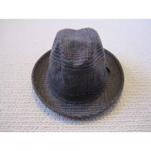 Dorfman Pacific Fedora Hat‎ Small Scala Wool Felt Gray Plaid Medium Made In USA - Picture 1 of 11